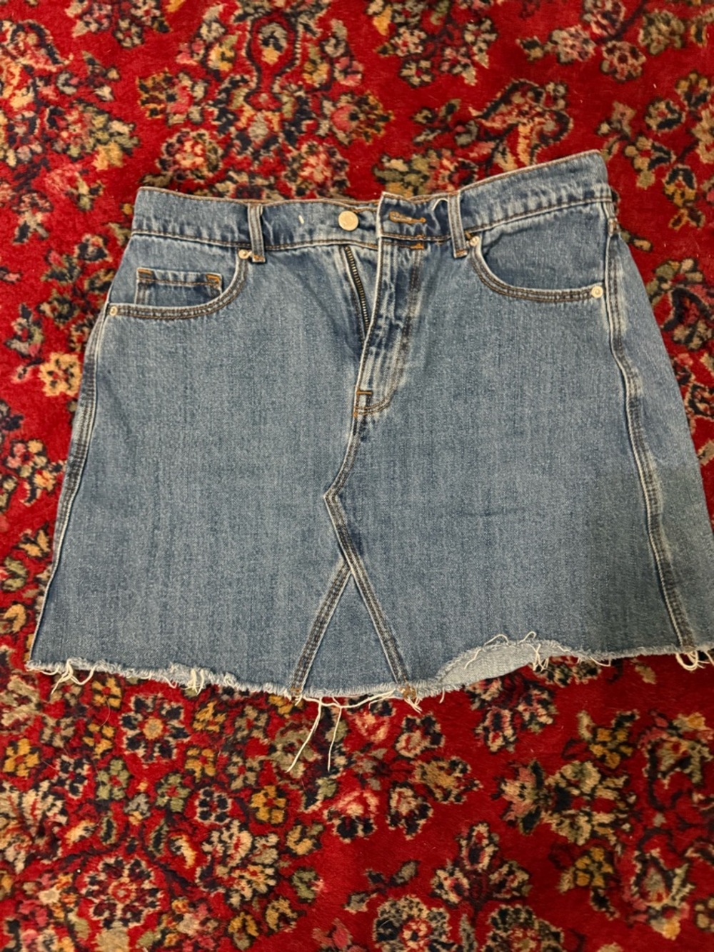 Old Navy Light Blue Denim Mini Skirt with Frayed Hem